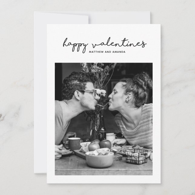 Cartes Pour Fêtes Annuelles Joyeuse Saint Valentin | Photo Romantique Minimali (Devant)