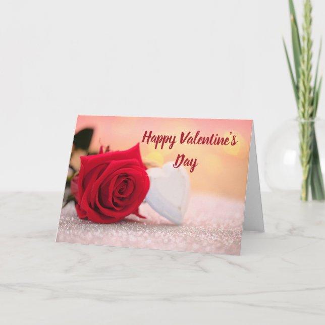 Cartes Pour Fêtes Annuelles Joyeuse Saint-Valentin Rose (Devant)
