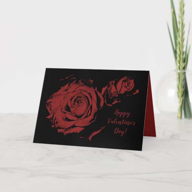 Cartes Pour Fêtes Annuelles Joyeuse Saint-Valentin Rose Rouge Estampillée sur  (Devant)