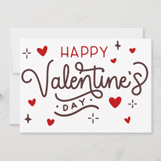 Cartes Pour Fêtes Annuelles Joyeuse Saint-Valentin rouge  (Devant)