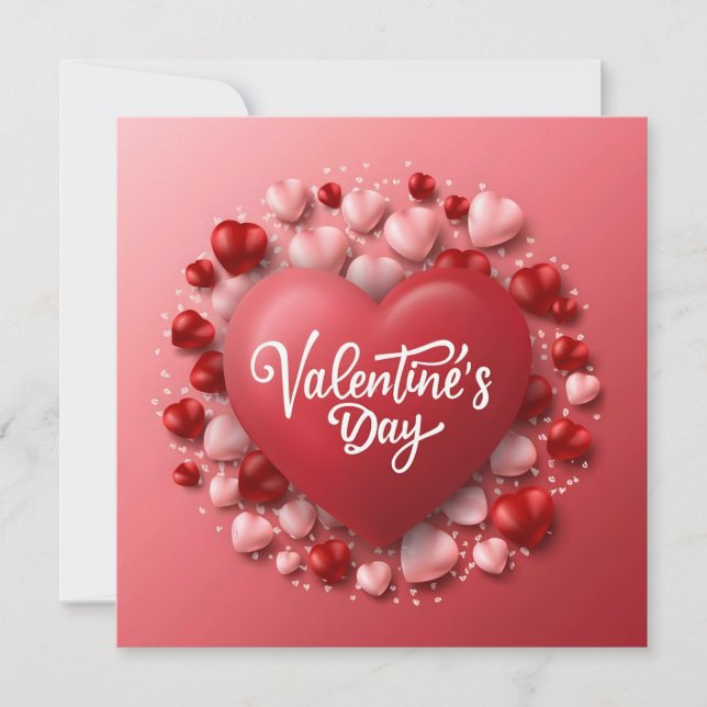 Cartes Pour Fêtes Annuelles Joyeuse Saint-Valentin Rouge Cœur Amour (Devant)