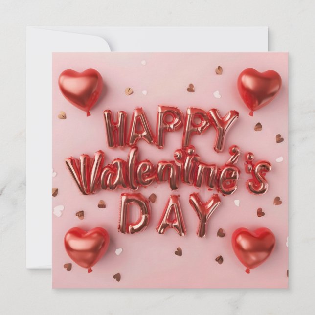 Cartes Pour Fêtes Annuelles Joyeuse Saint-Valentin Rouge Design Moderne 3D (Devant)