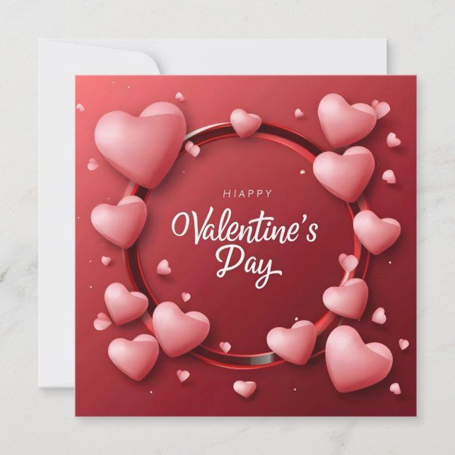 Cartes Pour Fêtes Annuelles Joyeuse Saint-Valentin Rouge Heart (Devant)
