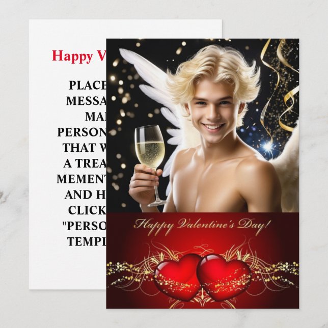 Cartes Pour Fêtes Annuelles Joyeuse Saint-Valentin Twink Gay Personnalisé (Devant / Derrière)