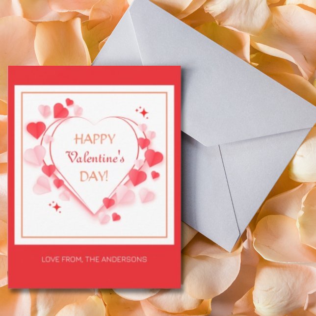 Cartes Pour Fêtes Annuelles Joyeuse Saint-Valentin Typographie coeurs roses ro (Créateur téléchargé)