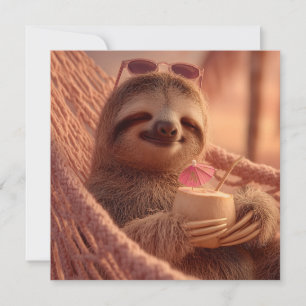 Cartes Pour Fêtes Annuelles Joyeuse Sloth Relaxant dans un hamac