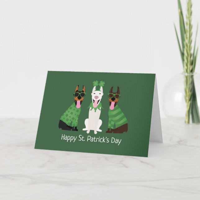Cartes Pour Fêtes Annuelles Joyeuse St Patrick Dobermann Dogs (Devant)