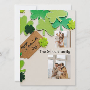 Cartes Pour Fêtes Annuelles Joyeuse St. Patrick famille Shamrocks deux photo