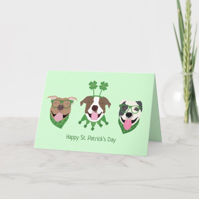 Cartes Pour Fêtes Annuelles Joyeuse St Patrick Pit Bull Dogs (Devant)
