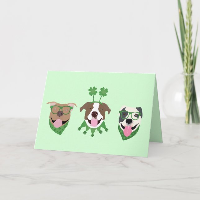 Cartes Pour Fêtes Annuelles Joyeuse St Patrick pour les chiens Pit Bull (Devant)