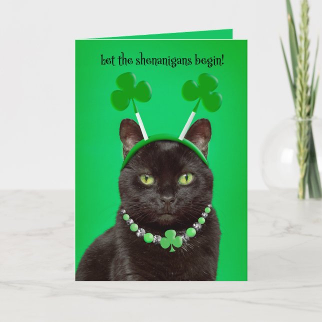 Cartes Pour Fêtes Annuelles Joyeuse St Patrick pour quiconque Humour de chat n (Devant)