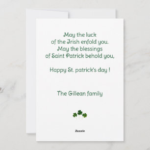 Cartes Pour Fêtes Annuelles Joyeuse St. Patrick Shamrocks photo d'enfant