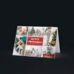 Cartes Pour Fêtes Annuelles Joyeuse typographie de Noël Collage photo rouge<br><div class="desc">Joyeux Noël! Envoyez vos voeux et vos voeux de vacances avec cette carte photo de Noël moderne et élégante. Il présente une typographie rétro audacieuse avec motif à bandes diagonales. Personnalisez en ajoutant vos photos, salutation, noms et autres détails préférés. Les textes sont entièrement modifiables. Disponible sous forme de carte...</div>