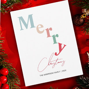 Cartes Pour Fêtes Annuelles Joyeuse typographie de Noël couleur claire simple