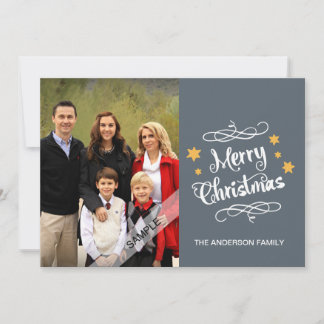Cartes Pour Fêtes Annuelles Joyeuse typographie de Noël Photo personnalisée Gr