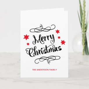 Cartes Pour Fêtes Annuelles Joyeuse typographie de Noël Rouge Blanc