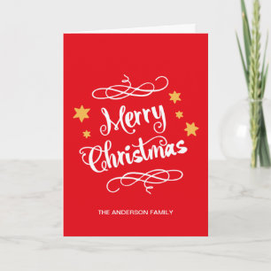 Cartes Pour Fêtes Annuelles Joyeuse typographie de Noël Rouge Blanc