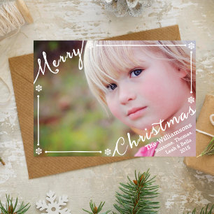 Cartes Pour Fêtes Annuelles Joyeuse typographie de Noël Snowflake Photo de vac