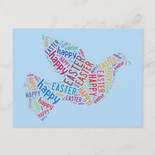 Cartes Pour Fêtes Annuelles Joyeuse typographie de Pâques Dove Spring Blue