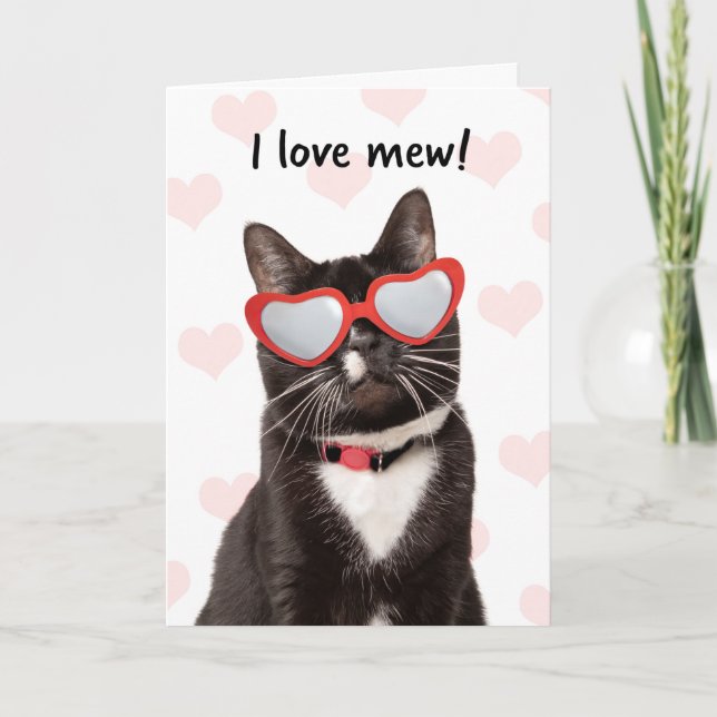 Cartes Pour Fêtes Annuelles Joyeuse Valeneitne's Day I Love Mew Mew Cute Cat (Devant)