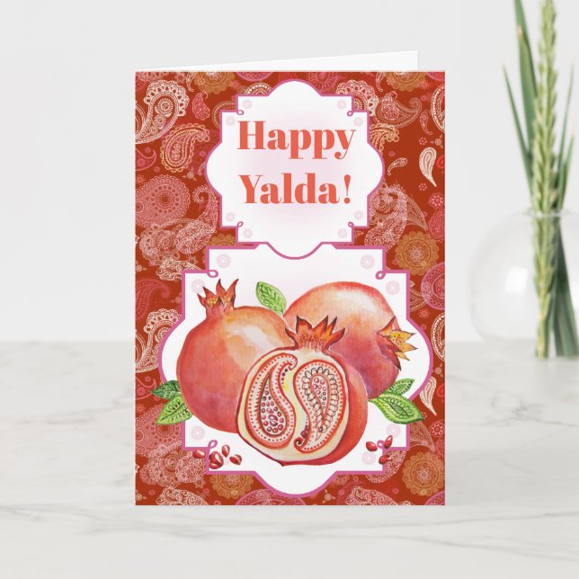 Cartes Pour Fêtes Annuelles Joyeuse Yalda à la grenade (Devant)
