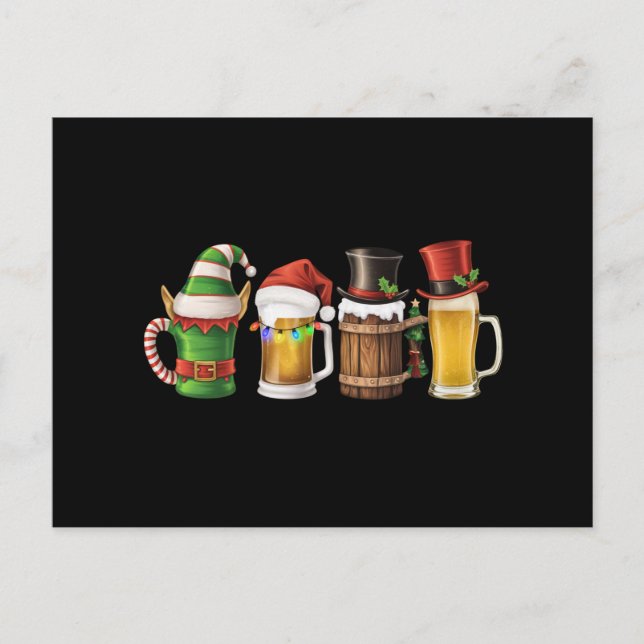 Cartes Pour Fêtes Annuelles Joyeuses bières de Noël Boire Père Noël Beer Lover (Devant)