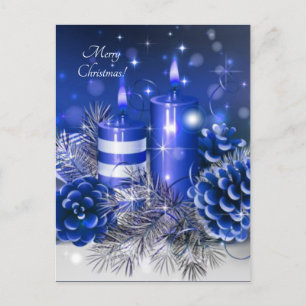 Cartes Pour Fêtes Annuelles Joyeuses bougies bleues de Noël