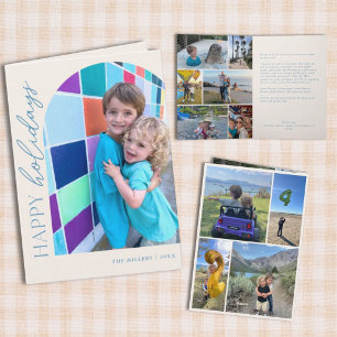 Cartes Pour Fêtes Annuelles Joyeuses Fêtes 11 Collage de Photos Newsletter Pli