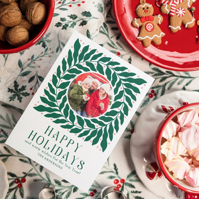 Cartes Pour Fêtes Annuelles Joyeuses Fêtes 2 Photo Écriture Moderne Gras Flora (Créateur téléchargé)