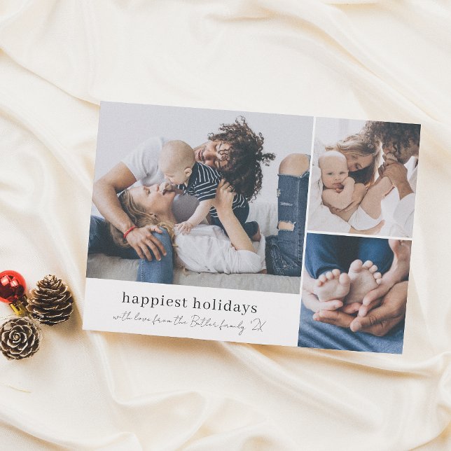 Cartes Pour Fêtes Annuelles Joyeuses fêtes 3 Photo Signature de la famille Noë (Créateur téléchargé)