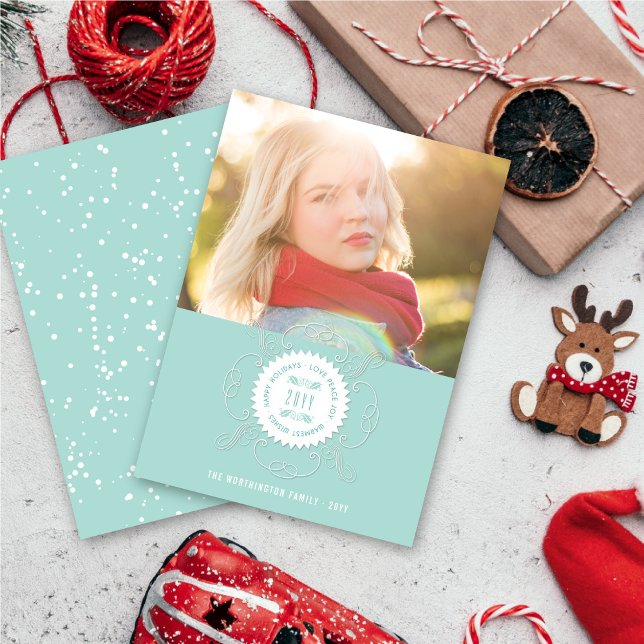 Cartes Pour Fêtes Annuelles Joyeuses Fêtes Amour Paix Joie Sceau Orné Photo (Créateur téléchargé)