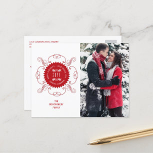 Cartes Pour Fêtes Annuelles Joyeuses Fêtes Amour Paix Joie Sceau Orné Photo Ho