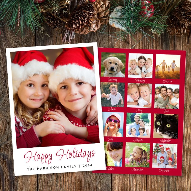 Cartes Pour Fêtes Annuelles Joyeuses Fêtes Année En Revue Photo Noël (This holiday season, let your family's smiles and memories shine on our year in review photo card)