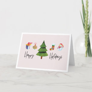 Cartes Pour Fêtes Annuelles Joyeuses Fêtes Arbre de Noël Aquarelle