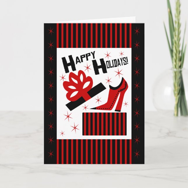Cartes Pour Fêtes Annuelles  Joyeuses fêtes ! Avec Boot De Chaussure Funky Et  (Devant)