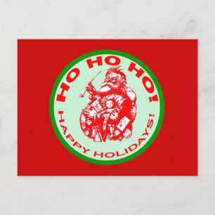 Cartes Pour Fêtes Annuelles Joyeuses fêtes avec Père Noël Design Vintage