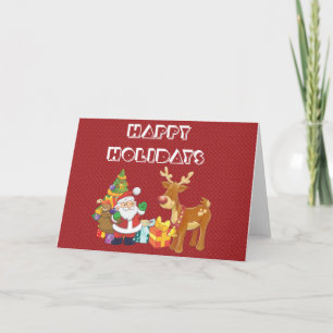 Cartes Pour Fêtes Annuelles Joyeuses fêtes avec Père Noël et Reindeer