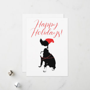 Cartes Pour Fêtes Annuelles Joyeuses Fêtes avec Pitbull, chapeau de Père Noël 