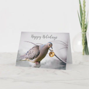 Cartes Pour Fêtes Annuelles Joyeuses Fêtes avec Tourterelle triste et Ornement