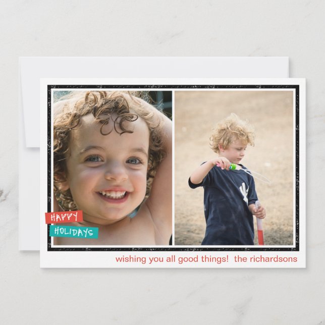 Cartes Pour Fêtes Annuelles Joyeuses Fêtes Border x2 (Devant)