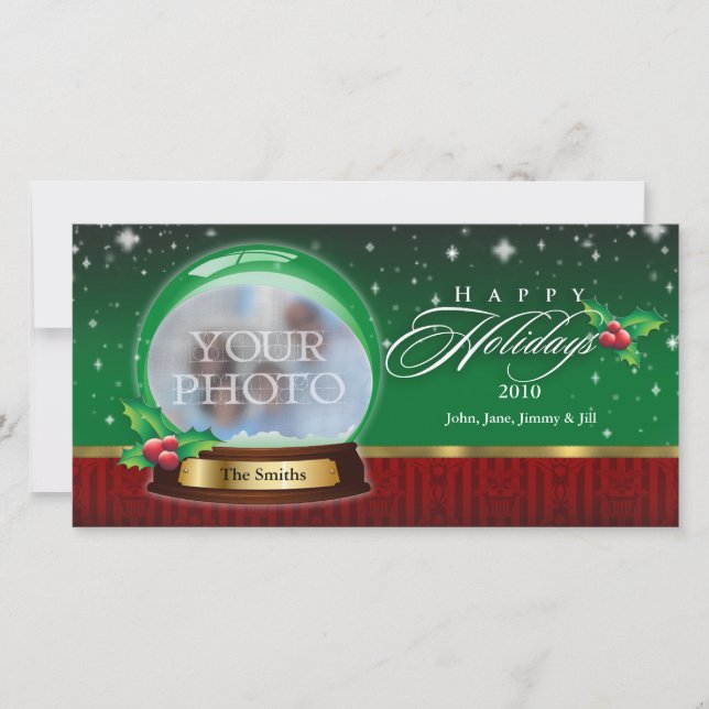 Cartes Pour Fêtes Annuelles Joyeuses Fêtes Boule à neige transparente personna (Devant)