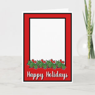 Cartes Pour Fêtes Annuelles Joyeuses Fêtes Branches de houx, verdure de Noël