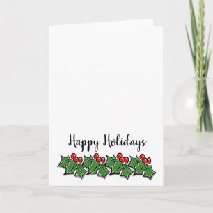 Cartes Pour Fêtes Annuelles Joyeuses Fêtes Branches de houx, verdure de Noël