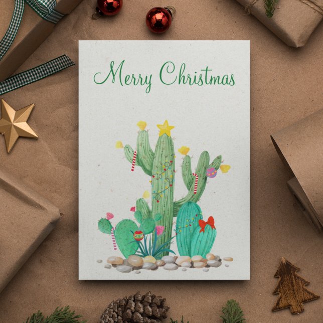 Cartes Pour Fêtes Annuelles Joyeuses Fêtes Cactus du désert Sud-Ouest (Créateur téléchargé)
