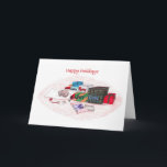 Cartes Pour Fêtes Annuelles Joyeuses Fêtes-Cadeaux du cœur<br><div class="desc">Chat roulé pour dormir sur du papier d'emballage entouré de boîtes de cadeaux</div>