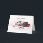 Cartes Pour Fêtes Annuelles Joyeuses Fêtes-Cadeaux du cœur<br><div class="desc">Chat roulé pour dormir sur du papier d'emballage entouré de boîtes de cadeaux</div>