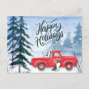 Cartes Pour Fêtes Annuelles Joyeuses fêtes, camion rouge, chien, entreprise