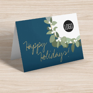 Cartes Pour Fêtes Annuelles Joyeuses fêtes Chic Wreath Logo Société Noël