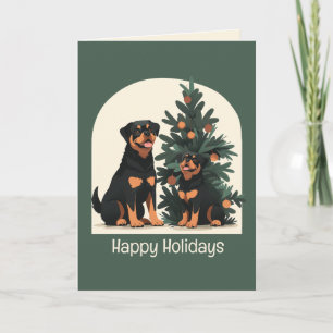 Cartes Pour Fêtes Annuelles Joyeuses Fêtes Chiens Rottweiler