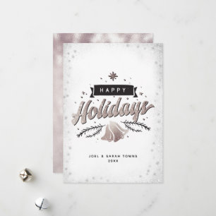 Cartes Pour Fêtes Annuelles Joyeuses Fêtes Cloches d'Argent Flocons de Neige N